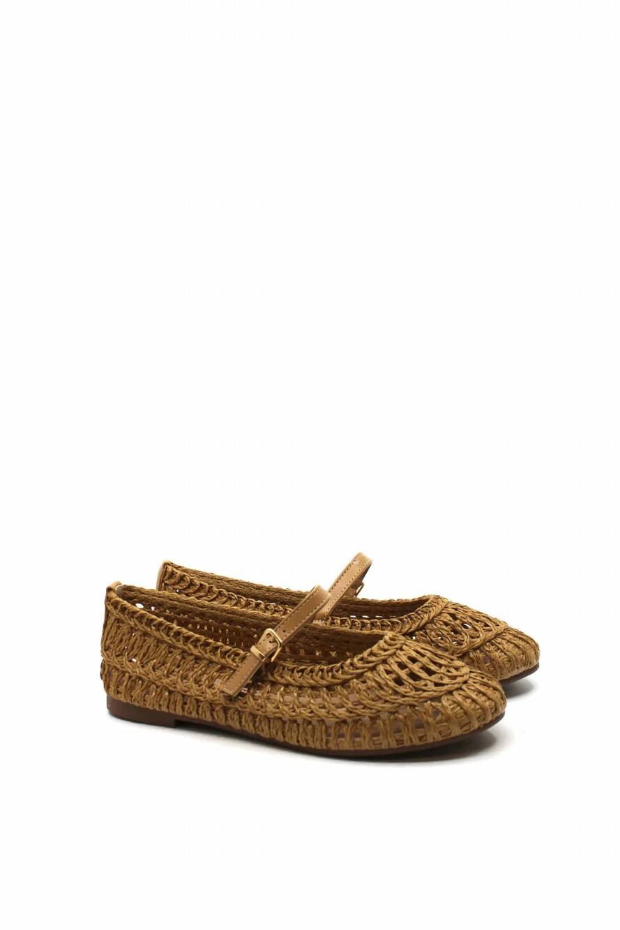 NEW CCOCCI women's susan woven flat in camel
